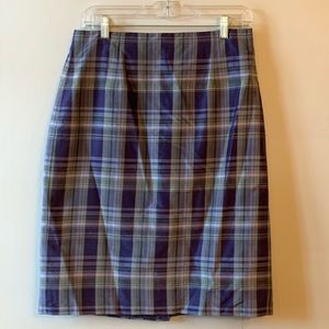 Josephine Chaus Purple Plaid Silk Skirt